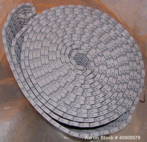 Used Heat And Control Deoiler Belt Conveyor, Model CV-BT-PL, 304 Stainless Steel. 18" Wide x 186" long belt. Driven by a 3/4 hp, 3/60/575 volt, 1740 rpm gearmotor. Approximate 18" tall sidewalls. Mou...