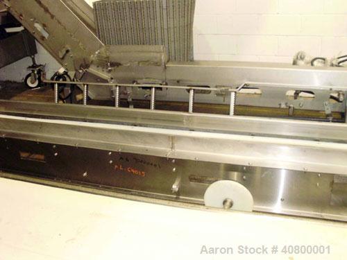 Used Vertical "Z" Shaped Conveyor, 304 stainless steel frame. 16" wide plastic belt, 48" long horizontal bottom infeed section, 144" long vertical section, 144" long horizontal top discharge section....