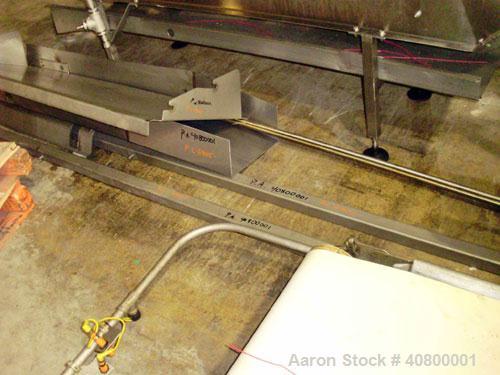 Used Vertical "Z" Shaped Conveyor, 304 stainless steel frame. 16" wide plastic belt, 48" long horizontal bottom infeed section, 144" long vertical section, 144" long horizontal top discharge section....