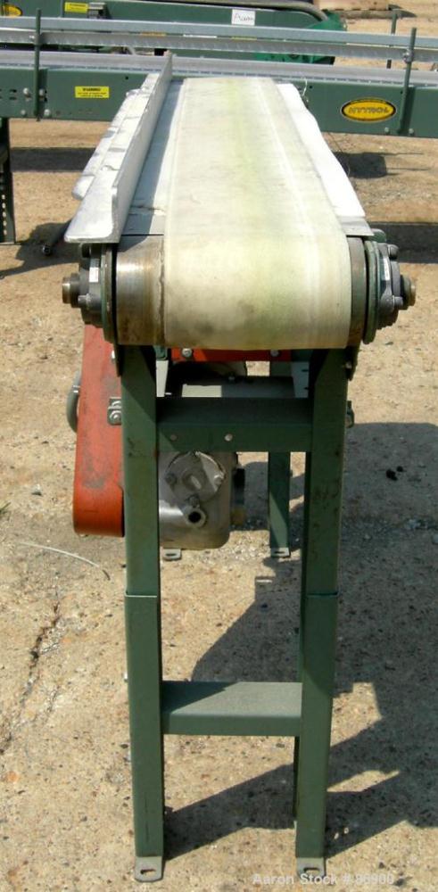 USED: Hytrol belt conveyor, model TA. Cloth belt 6-1/2" wide x 56" long. Driven by a 1/3 hp, 3/60/208-230/460 volt, 1725 rpm gearmotor. Mounted on adjustable carbon steel legs.