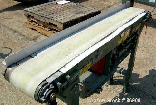USED: Hytrol belt conveyor, model TA. Cloth belt 6-1/2" wide x 56" long. Driven by a 1/3 hp, 3/60/208-230/460 volt, 1725 rpm gearmotor. Mounted on adjustable carbon steel legs.