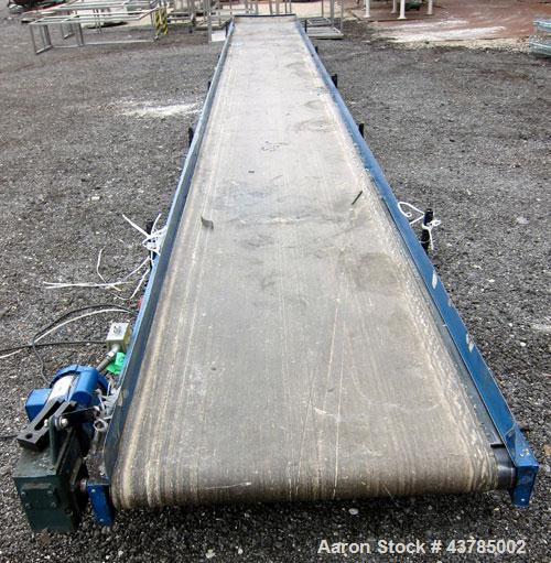 Used LaRos Belt Conveyor, Model E-507-42-36.00. 40" Wide x 424" long rubber belt. Driven by a 1/3 hp, 1/60/115/208-230 volt, 1725 rpm gear motor, ratio 60 to 1. Mounted on a carbon steel frame with l...