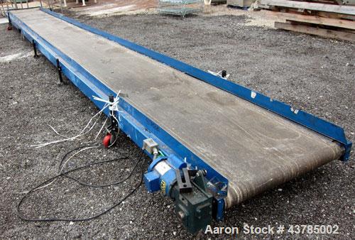 Used LaRos Belt Conveyor, Model E-507-42-36.00. 40" Wide x 424" long rubber belt. Driven by a 1/3 hp, 1/60/115/208-230 volt, 1725 rpm gear motor, ratio 60 to 1. Mounted on a carbon steel frame with l...