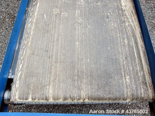 Used LaRos Belt Conveyor, Model E-507-42-36.00. 40" Wide x 424" long rubber belt. Driven by a 1/3 hp, 1/60/115/208-230 volt, 1725 rpm gear motor, ratio 60 to 1. Mounted on a carbon steel frame with l...