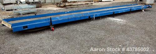 Used LaRos Belt Conveyor, Model E-507-42-36.00. 40" Wide x 424" long rubber belt. Driven by a 1/3 hp, 1/60/115/208-230 volt, 1725 rpm gear motor, ratio 60 to 1. Mounted on a carbon steel frame with l...