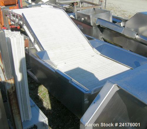 Used- Belt Conveyor, " Z " Shaped. 38" wide x 48" bottom section x 48" inclined section x 36" top section plastic mesh belt,...