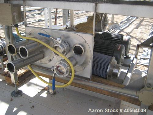 Used Conveyor, loose stainless steel wire mesh 48 in wide x 62 in long with stainless steel frame, air manifold and two 15 hp air blowers. Last used to dry pouches.