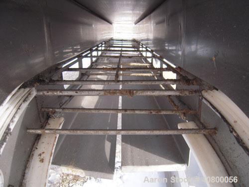 Used Vertical "Z" Shaped Conveyor, 304 stainless steel frame. 16" wide plastic belt, 48" long horizontal bottom infeed section, 144" long vertical section, 144" long horizontal top discharge section....