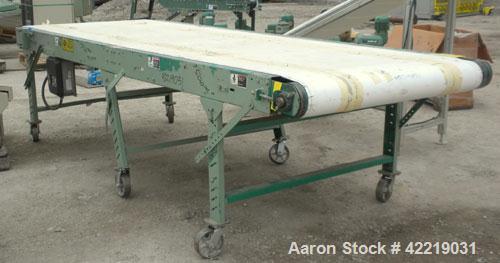 Used Belt Conveyor, Carbon Steel. 48" wide x 140" long rubber belt. Driven by a Sparks Dura Roller drive, .25 hp, 3/60/240 volt, 852 rpm. Includes an E-Trac AC inverter. Mounted on a carbon steel fra...