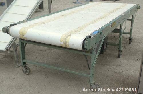 Used Belt Conveyor, Carbon Steel. 48" wide x 140" long rubber belt. Driven by a Sparks Dura Roller drive, .25 hp, 3/60/240 volt, 852 rpm. Includes an E-Trac AC inverter. Mounted on a carbon steel fra...