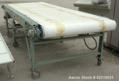 Used Belt Conveyor, Carbon Steel. 48" wide x 140" long rubber belt. Driven by a Sparks Dura Roller drive, .25 hp, 3/60/240 volt, 852 rpm. Includes an E-Trac AC inverter. Mounted on a carbon steel fra...