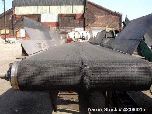 Used Univeyor Belt Conveyor, Carbon Steel. 40" Wide x 21' long belt, approximate 69" high discharge height. Driven by a 1 hp, 230/460 volt motor.