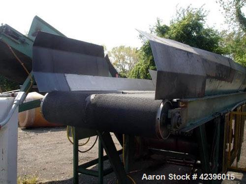 Used Univeyor Belt Conveyor, Carbon Steel. 40" Wide x 21' long belt, approximate 69" high discharge height. Driven by a 1 hp, 230/460 volt motor.