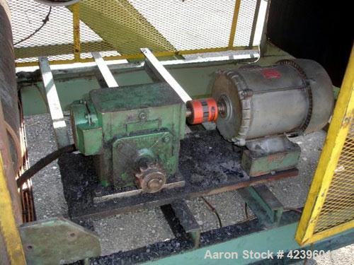 Used Univeyor Belt Conveyor, Carbon Steel. 40" Wide x 21' long belt, approximate 69" high discharge height. Driven by a 1 hp, 230/460 volt motor.