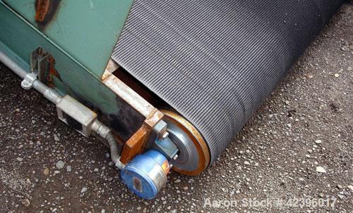 Used Belt Conveyor, Carbon Steel. 60" Wide x 22' long belt, approximate 8.5' high discharge height. Driven by a 0.75 hp Duradrive plus motor, 460 volt. Missing leg assembly.