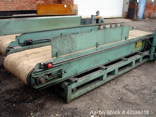 Used Belt Conveyor, Carbon Steel. 23" Wide x 12' long plastic belt. Driven by a 1 hp, 220/440 volt motor.