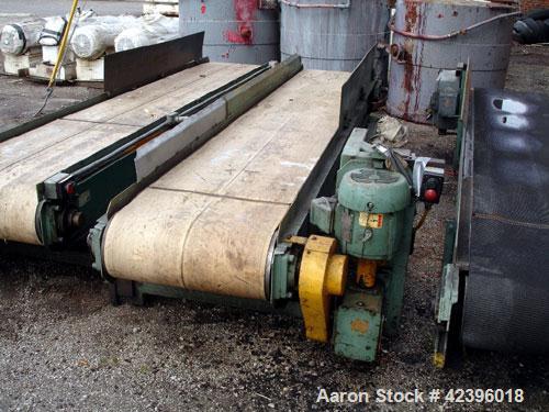 Used Belt Conveyor, Carbon Steel. 23" Wide x 12' long plastic belt. Driven by a 1 hp, 220/440 volt motor.