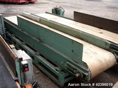 Used Belt Conveyor, Carbon Steel. 23" Wide x 12' long plastic belt. Driven by a 1 hp, 220/440 volt motor.
