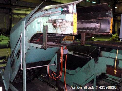 Used Mayfran International Z Style Belt Conveyor. 22" Wide x 7' long flat section, 7' long inclined section, 3’ flat section. Approximate 70" high discharge height. Driven by a 1 hp, 460 volt motor.