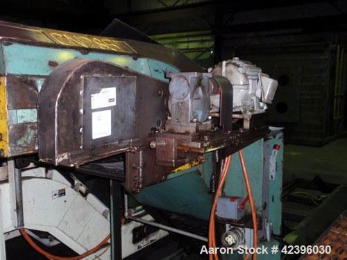Used Mayfran International Z Style Belt Conveyor. 22" Wide x 7' long flat section, 7' long inclined section, 3’ flat section. Approximate 70" high discharge height. Driven by a 1 hp, 460 volt motor.