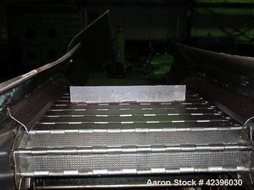 Used Mayfran International Z Style Belt Conveyor. 22" Wide x 7' long flat section, 7' long inclined section, 3’ flat section. Approximate 70" high discharge height. Driven by a 1 hp, 460 volt motor.