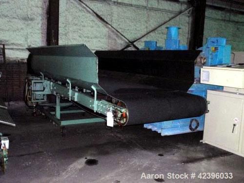 Used Belt Conveyor, Carbon Steel. 48" Wide x 16' rubber belt. 24" High side rails, on stand..