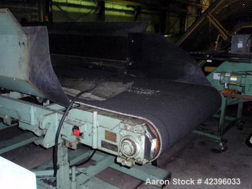 Used Belt Conveyor, Carbon Steel. 48" Wide x 16' rubber belt. 24" High side rails, on stand..
