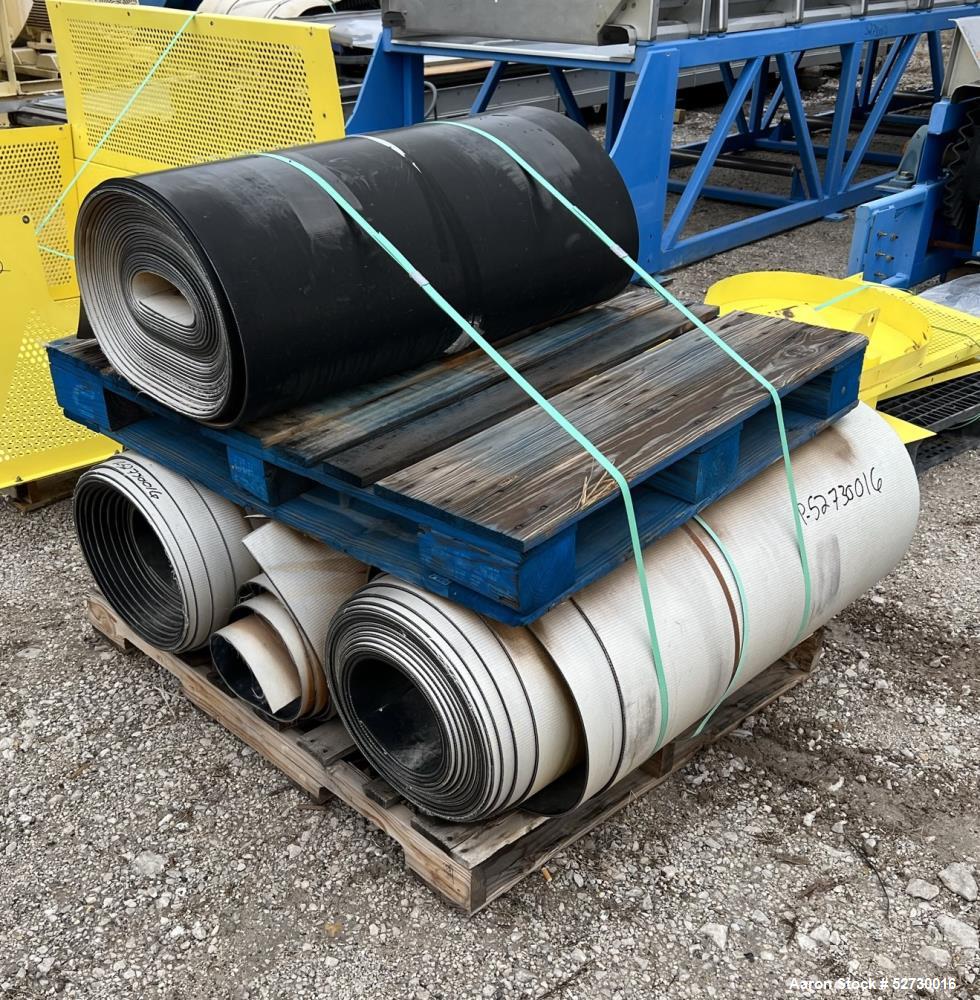 Used- Belt Conveyor. Approximate 360" long x 36" wide. Driven by motor through reducer. No Manufacturer tag.