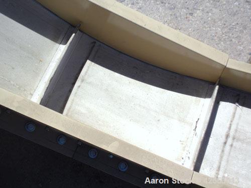 Used Plastic Process Equipment Fixed Incline Belt Conveyor, Model FIC-12, Carbon Steel. 10’’ Wide x 48’’ long bottom horizontal section x 68’’ long inclined section rubber belt with 17’’ long pockets...