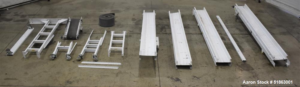 Used- Hytrol Belt Conveyor. Approximate 10" wide x 518" long belt total. (5) Sections. Driven by a .5hp, 3/60/230/460 volt, ...