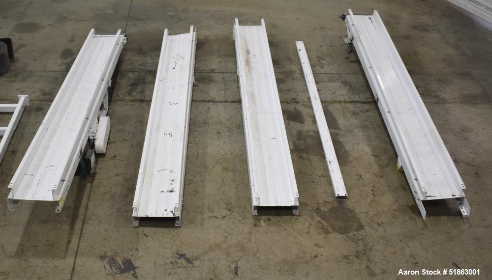 Used- Hytrol Belt Conveyor. Approximate 10" wide x 518" long belt total. (5) Sections. Driven by a .5hp, 3/60/230/460 volt, ...