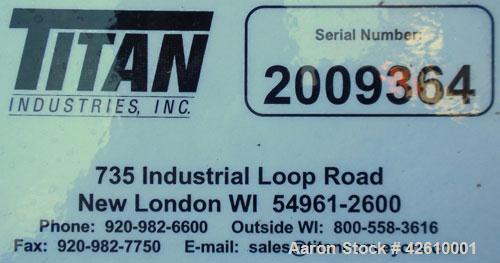 Used Titan Industries Pleated Belt Conveyor, model 304, carbon steel. 24’’ Wide x 208’’ long rubber belt with 11-1/2’’ long pockets with 2-1/2’’ tall pleats. 180’’ Long section of Lexan sheet top cov...