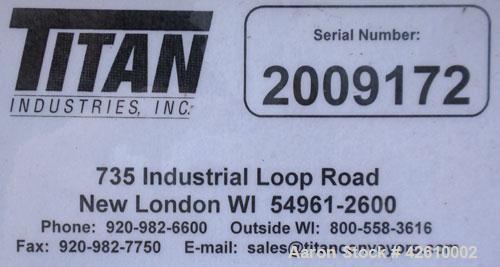 Used Titan Industries Pleated Belt Conveyor, model 304, carbon steel. 24’’ Wide x 177’’ long rubber belt with 11-1/2’’ long pockets with 2-1/2’’ tall pleats. 148’’ Long section of Lexan sheet top cov...