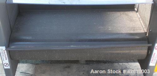 Used Titan Industries Pleated Belt Conveyor, model 304, carbon steel. 24’’ Wide x 118’’ long rubber belt with 11-1/2’’ long pockets with 2-1/2’’ tall pleats. 88’’ Long section of Lexan sheet top cove...