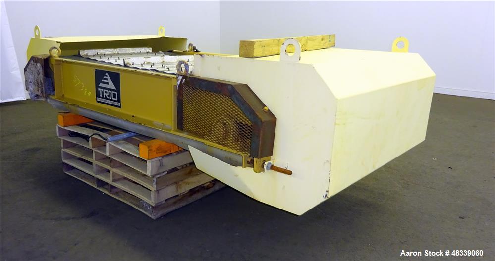 Used Trio Engineered Products Over The Belt Magnet Collector Belt Conveyor. Approximate 30" wide x 80" long with 24" x 2" deep trough. Driven by a 5hp, 3/60/230-460/1745 rpm motor with reducer, no ra...