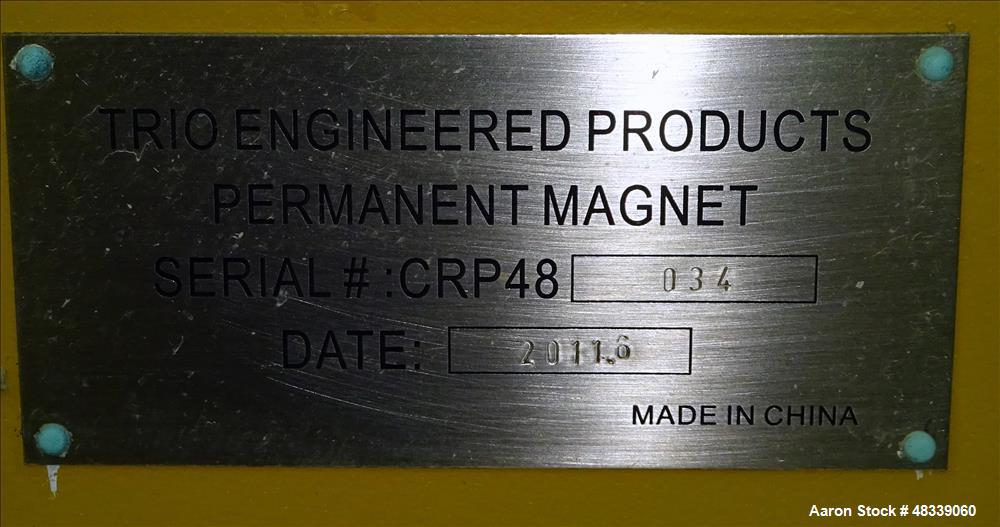 Used Trio Engineered Products Over The Belt Magnet Collector Belt Conveyor. Approximate 30" wide x 80" long with 24" x 2" deep trough. Driven by a 5hp, 3/60/230-460/1745 rpm motor with reducer, no ra...