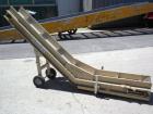 Used Plastic Process Equipment Fixed Incline Belt Conveyor, Model FIC-12, Carbon Steel. 10’’ Wide x 48’’ long bottom horizontal section x 68’’ long inclined section rubber belt with 17’’ long pockets...