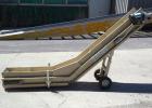 Used Plastic Process Equipment Fixed Incline Belt Conveyor, Model FIC-12, Carbon Steel. 10’’ Wide x 48’’ long bottom horizontal section x 68’’ long inclined section rubber belt with 17’’ long pockets...