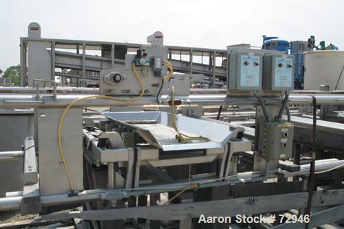 USED:Allen Machinery bucket conveyor, model BED42910.  Rated 36    buckets a minute (3) 304 stainless steel horizontal sections approx36" wide x 48" long vibratory discharge conveyors. Includes plast...