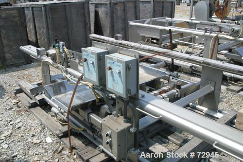 USED:Allen Machinery bucket conveyor, model BED42910.  Rated 36    buckets a minute (3) 304 stainless steel horizontal sections approx36" wide x 48" long vibratory discharge conveyors. Includes plast...