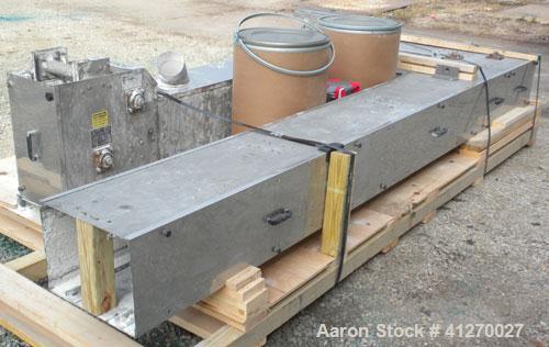 Used Deamco "S" Configuration Overlapping Bucket Elevator, model BES-09P-SW-X1-SS, type Solid Wall XI. Capacity 295 cubic feet an hour with 75% filled buckets. 84" horizontal bottom section, 134" ver...