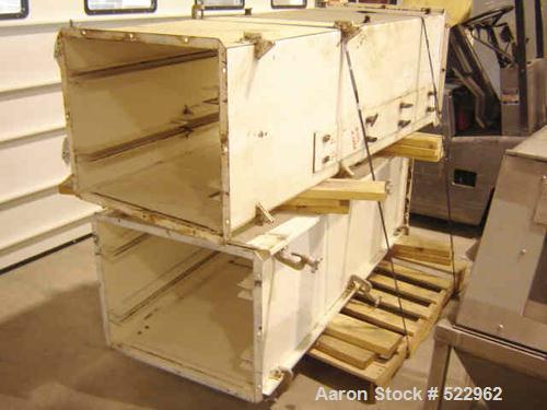 USED: 18' discharge height Gough Econ zig-zag bucket elevator. Dateof manufacture 11/13/91. 2 hp, 230/460 volt, 1730 rpm motor with gearreducer and chain drive. Elevator vertical section interior dim...