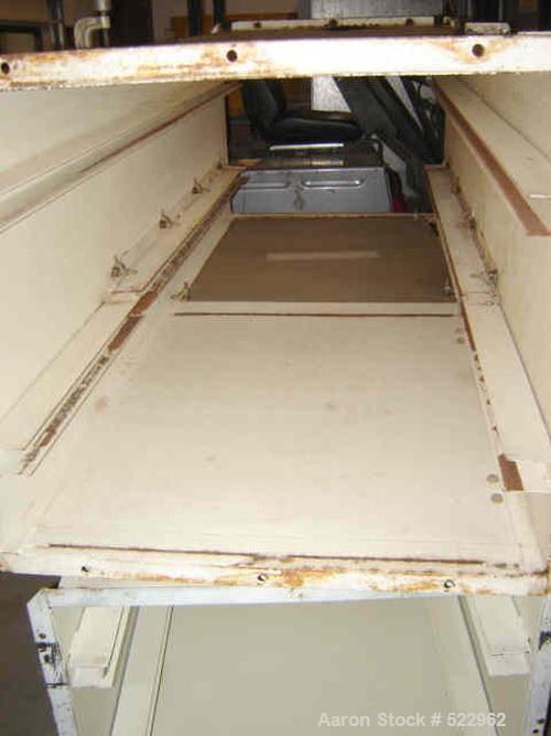 USED: 18' discharge height Gough Econ zig-zag bucket elevator. Dateof manufacture 11/13/91. 2 hp, 230/460 volt, 1730 rpm motor with gearreducer and chain drive. Elevator vertical section interior dim...