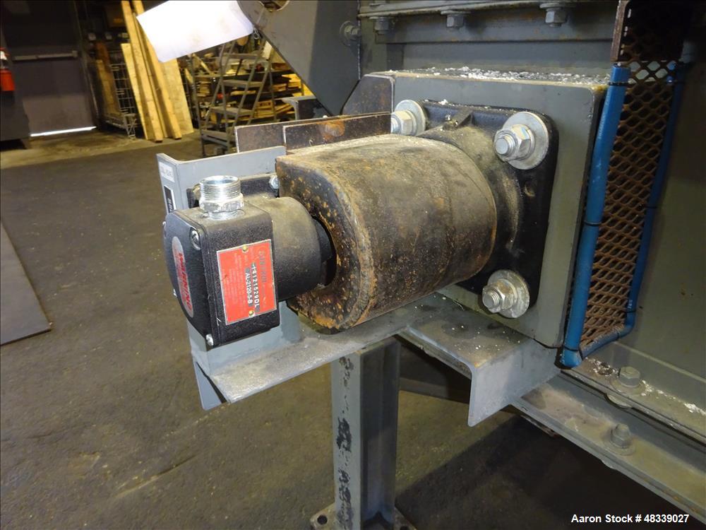 Used KWS Drag Conveyor, Model 31WX25HX23-6, Carbon Steel. 31" Wide x 25" tall x 23'6" long dual chain flat bottom conveyor. Designed for 2750 cubic feet per hour at 80 pounds a cubic foot. 25" x 25" ...