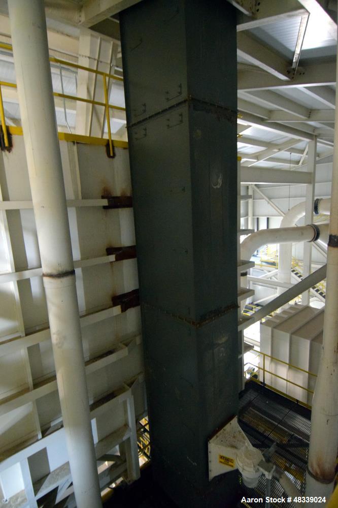 Used KWS Bucket Elevator, Model 37X55-1/2 NC, Carbon Steel. 70’ Shaft centers, capable of 160 tons per hour of Trona Ore at 85 pounds per cubic foot, operating capacity 80 short tons per hour. Dimens...