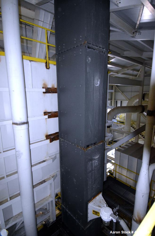 Used KWS Bucket Elevator, Model 37X55-1/2 NC, Carbon Steel. 70’ Shaft centers, capable of 160 tons per hour of Trona Ore at 85 pounds per cubic foot, operating capacity 80 short tons per hour. Dimens...
