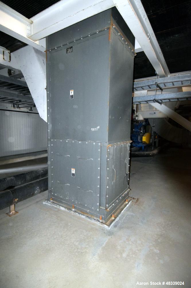 Used KWS Bucket Elevator, Model 37X55-1/2 NC, Carbon Steel. 70’ Shaft centers, capable of 160 tons per hour of Trona Ore at 85 pounds per cubic foot, operating capacity 80 short tons per hour. Dimens...