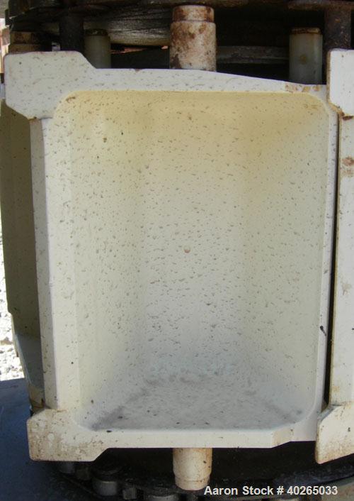 Used Meyer Overlapping Bucket Elevator, Model PC-52-6-S, carbon steel. Approximately 136" tall.  Plastic buckets 6" long x 4" wide x approximately 2 1/2" deep.  Driven by a 1/2 hp, 3/60/208-230/460 v...