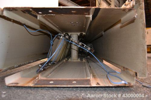 Used RBM Conveyor Systems Bucket Elevator, Model S100-6SW-DC, Carbon Steel. Standard S design. Approximately 240 cubic feet an hour capacity.  0.82 Liter plastic bucket volume, 6 wide x 4-1/2 long x ...