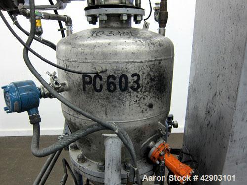Used Nippon Pneumatic Conveyor, Model HT, 304 Stainless Steel. Includes a control panel. Mounted on a carbon steel base with casters.